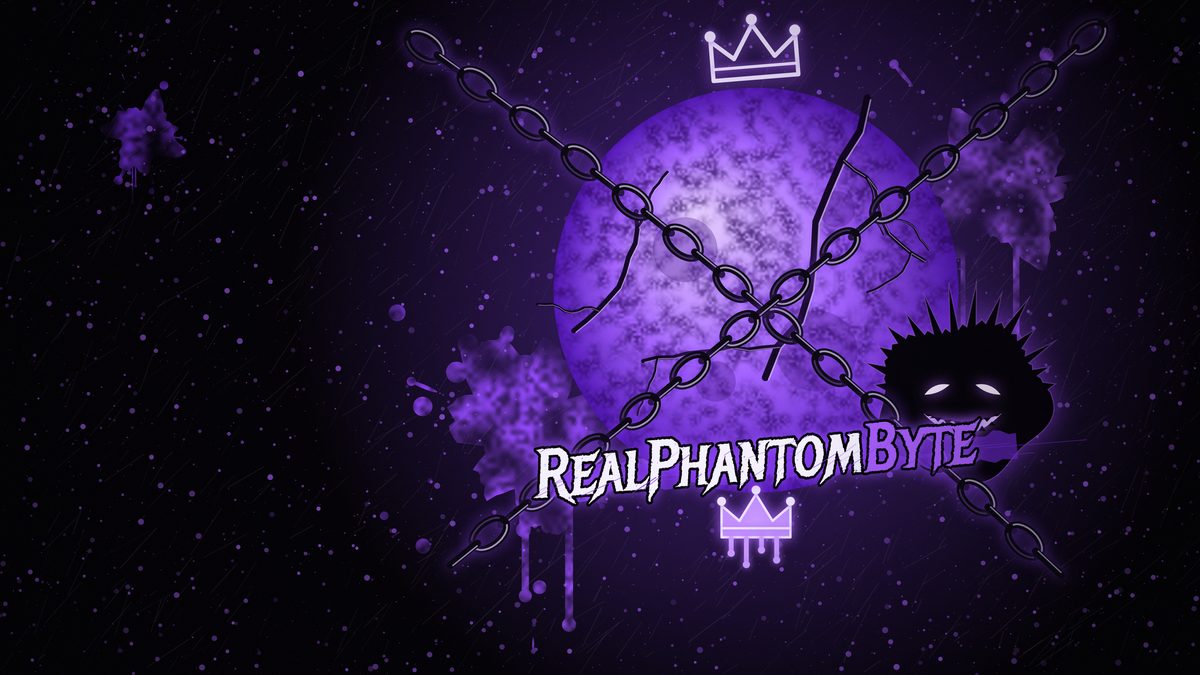 Cracked Moon wallpaper: a cracked purple moon crossed by chains, with a grinning shadow peeking out